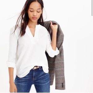 J. Crew Cotton Poplin High-Low Tunic White Sz PM